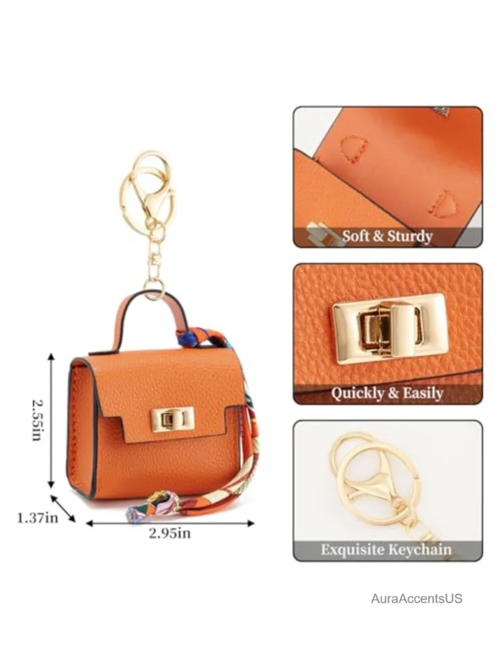 Women's Mini Backpack Keychain Coin Purse Twist Lock Faux Leather Pouch